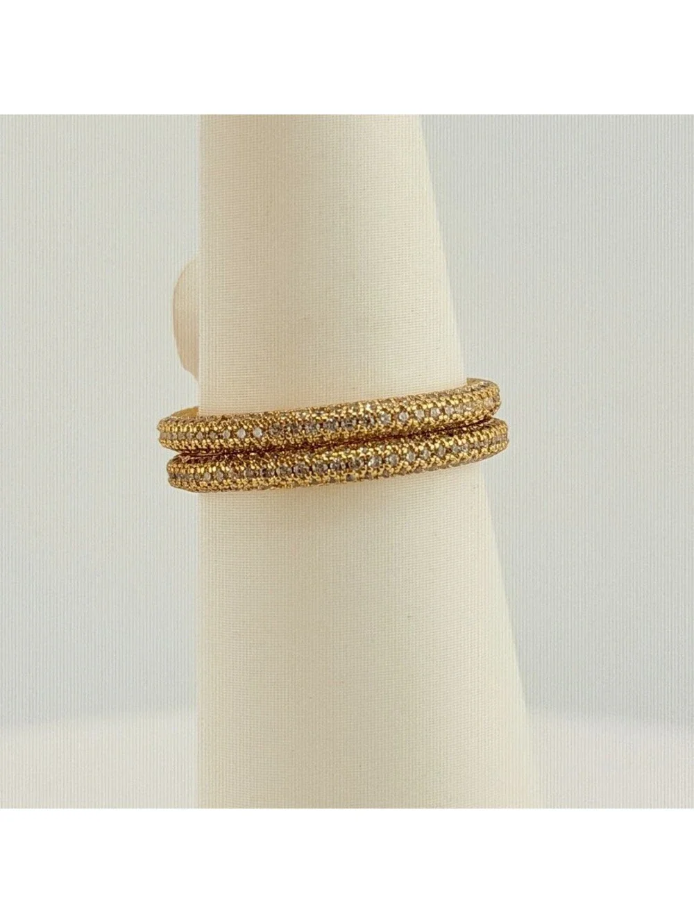Bomb Party Sz 10 2 Clear Cz Pave 360 Bands on Yellow Gold